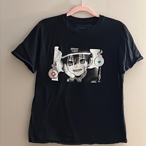 Girls Anime Style Graphic Tee Short Sleeve Black and White Size Medium - Picture 1 of 4